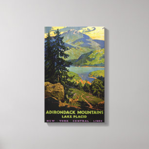 Toile Adirondack Mountains Lake Placid Poster vintage Re