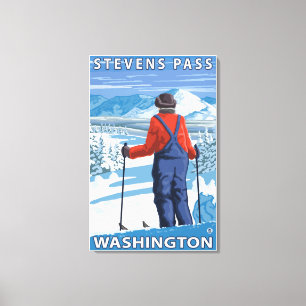 Toile Admirer de skieur - passage de Stevens, Washington