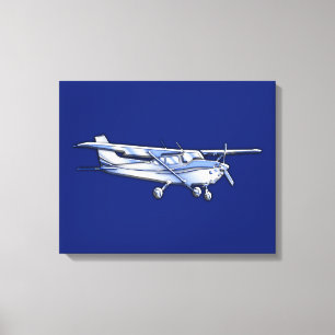 Toile Aéronef Chrome Cessna Silhouette Volant sur bleu