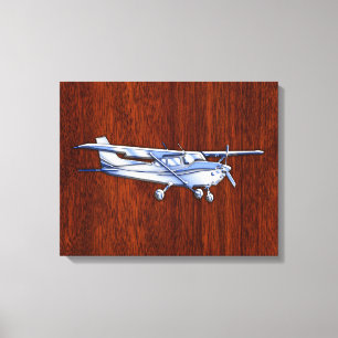 Toile Aéronef Classique Chrome Cessna Flying Mahogany