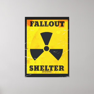 Toile Affiche d'avertissement vintage de Fallout Shelter
