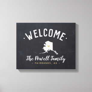 Toile Affiche de bienvenue de monogramme de la famille A
