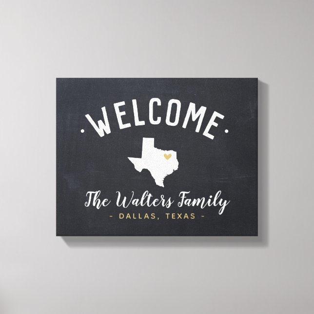 Toile Affiche de bienvenue de monogramme de la famille T (Recto)