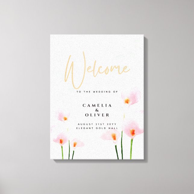 Toile Affiche de bienvenue Mariage Pink Calla Lily (Recto)