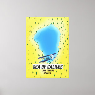 Toile Affiche de carte de la mer de Galilée Israël