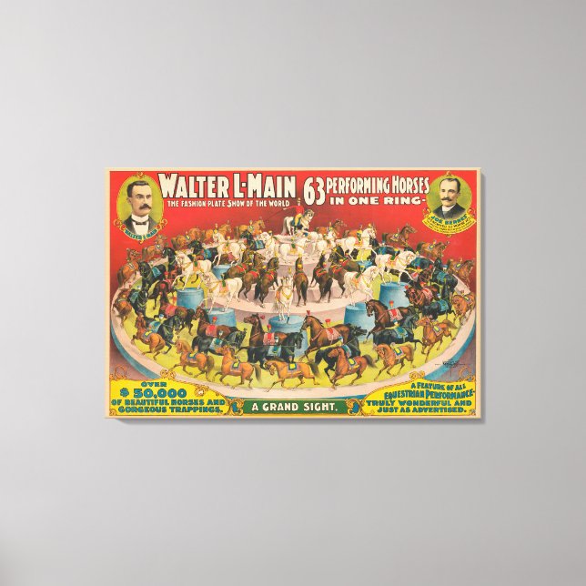 Toile Affiche De Cirque De 63 Chevaux En Une Seule Cercl (Recto)