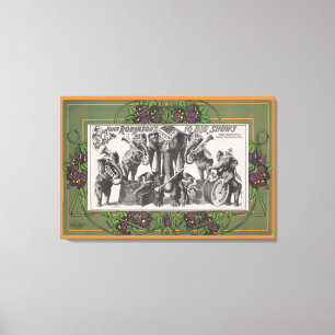 Toile Affiche De Cirque D'Éléphants Jouant D'Instruments