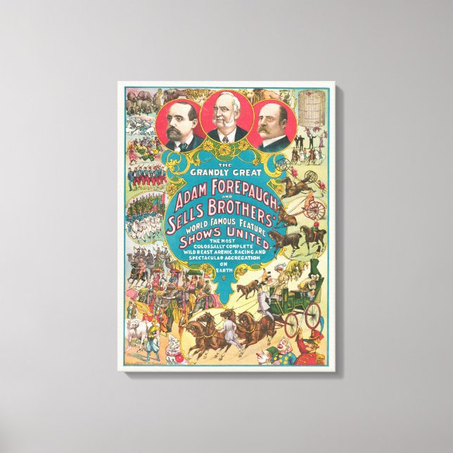 Toile Affiche de cirque montrant de nombreuses scènes de (Recto)