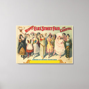 Toile Affiche De Cirque Montrant Des Femmes En Costume N