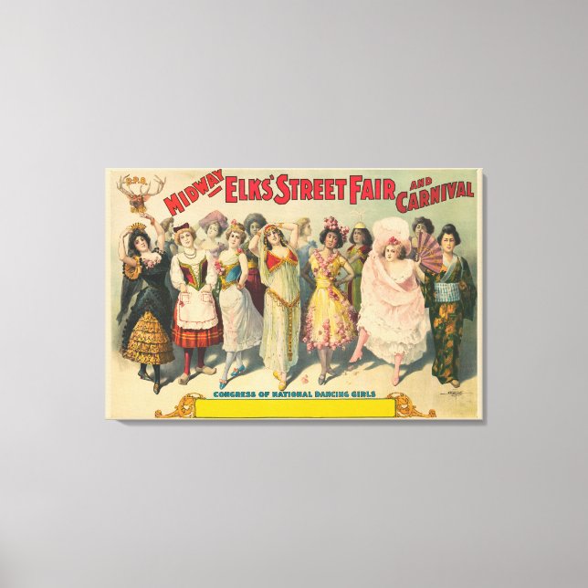 Toile Affiche De Cirque Montrant Des Femmes En Costume N (Recto)