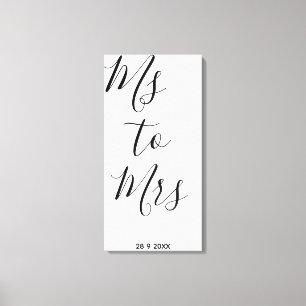 Toile Affiche de fête prénuptiale de Mlle à Mme