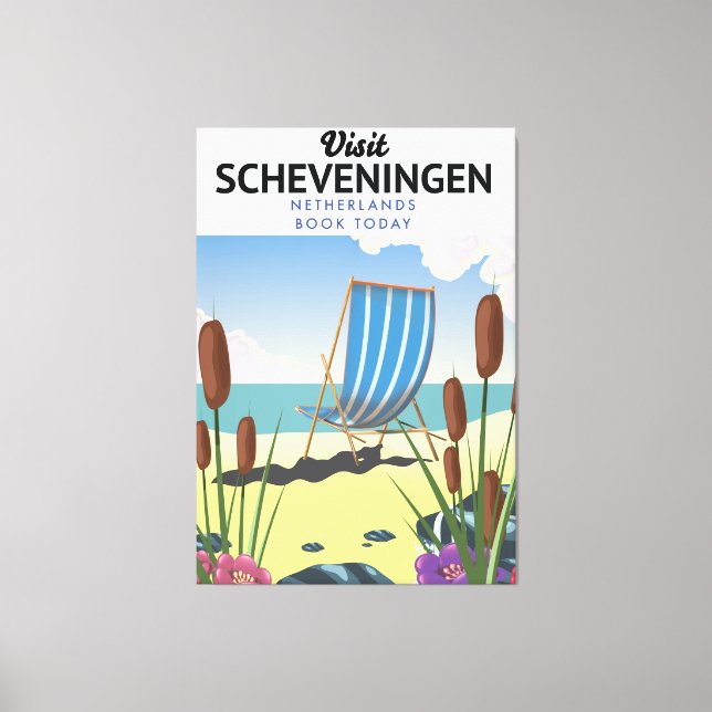 Toile Affiche de la plage de Scheveningen aux Pays-Bas (Recto)