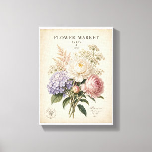 Toile Affiche de marché de fleurs botaniques vintage   É