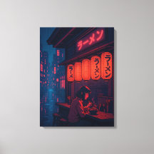 Affiche de nuit de ramen Cyberpunk – Ville japonai