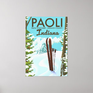 Toile Affiche de ski du comté de Paoli Orange dans l'Ind