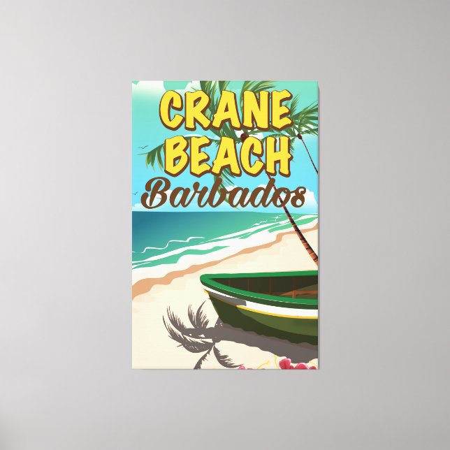 Toile Affiche de vacances à Crane Beach Barbade (Recto)