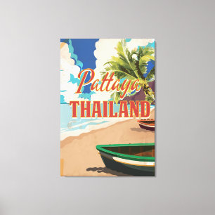 Toile Affiche de Vintage voyage de Pattaya Thaïlande