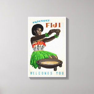 Toile Affiche de Vintage voyage restaurée aux Fidji