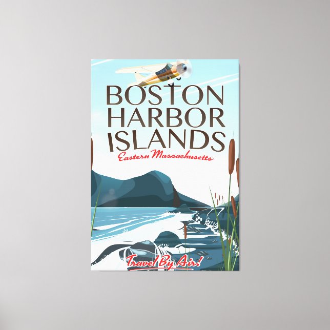 Toile Affiche de vol du Massachusetts du port de Boston (Recto)