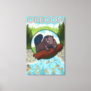 Toile Affiche de voyage Beaver & RiverCoastVintage