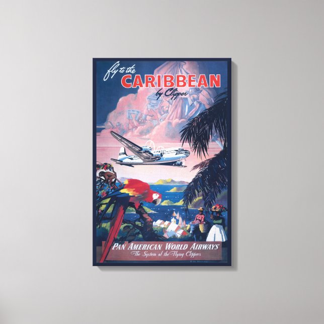 Toile Affiche De Voyage D'Avion De Mer Survolant Les Car (Recto)