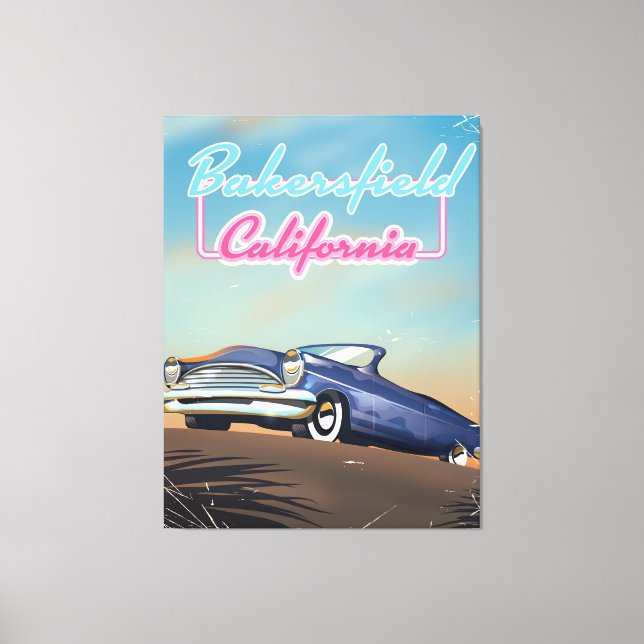 Toile Affiche de voyage de Bakersfield en Californie (Recto)