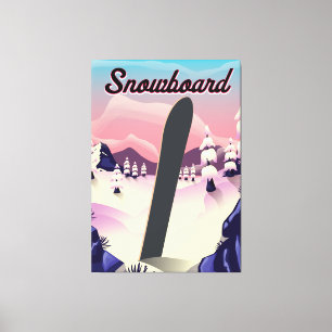 Toile Affiche de voyage de snowboard vintage