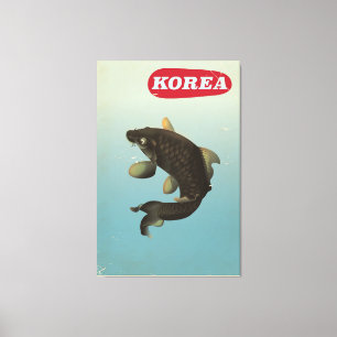 Toile Affiche de voyage de style vintage Korea Koi