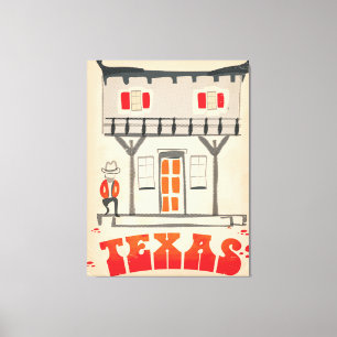 Toile Affiche de voyage de style Vintage Texas Cowboy