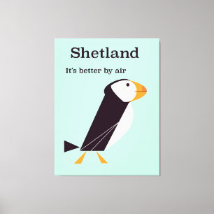 Toile Affiche de voyage du Shetland Puffin Vintage