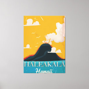 Toile Affiche de voyage du volcan Haleakalā vintage Hawa