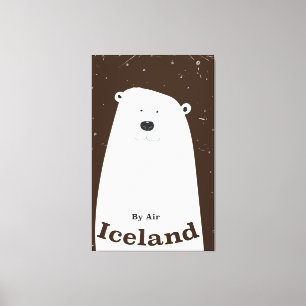 Toile Affiche de voyage en Islande ours polaire vintage