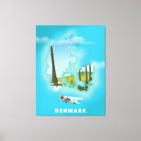 Affiche de voyage illustrée de la carte du Danemar