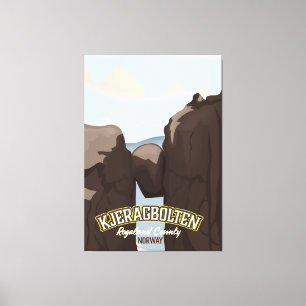 Toile affiche de voyage kjeragbolten norvégienne.