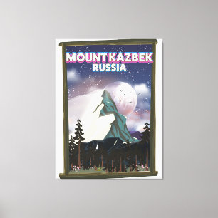 Toile Affiche de voyage russe du Mont Kazbek.