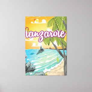 Toile affiche de voyage vintage cartoon de lanzarote