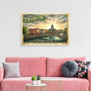 Toile Affiche de voyage vintage de Dublin