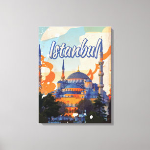 Toile Affiche de voyage vintage de la mosquée Aya Sophia