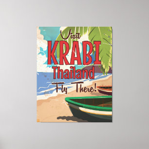 Toile Affiche de voyage vintage de la plage de Krabi Tha