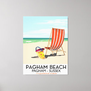 Toile Affiche de voyage vintage de la plage de Pagham Su