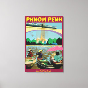 Toile Affiche de voyage vintage de Phnom Penh