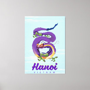 Toile Affiche de voyage vintage dragon Vietnam Hanoï