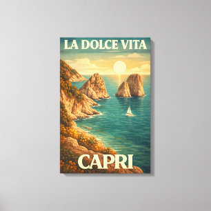Toile Affiche de voyage vintage La Dolce Vita Capri
