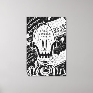 Toile Affiche d'illustration de crâne pour Halloween