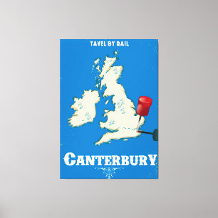 Toile Affiche ferroviaire vintage Canterbury British Isl