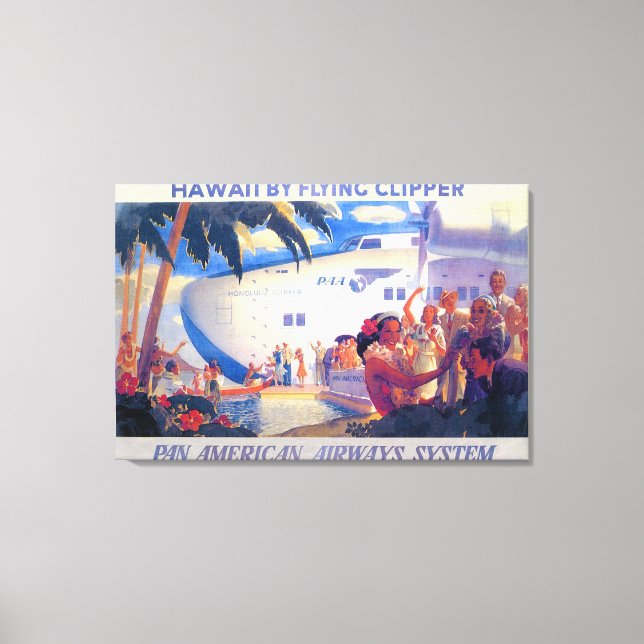 Toile Affiche panaméricaine vintage - Hawaii (Recto)