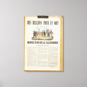 Toile Affiche publicitaire des mines d'or en Californie