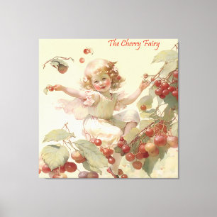 Toile Affiche victorienne «Fée de la cerise» dans un arb
