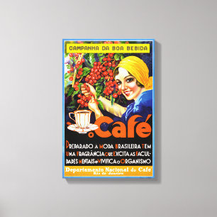 Toile Affiche vintage d'annonce de café de Bebida de boa