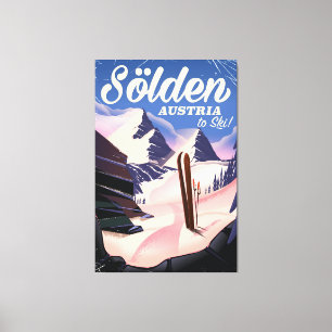 Toile Affiche vintage de ski à Sölden en Autriche